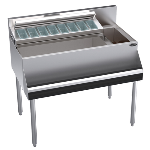 Krowne KR24-MS38L-10 38" W Stainless Steel Royal Series 8" Elixir Mixology Multi-Station with Built-In 10-Circuit Cold Plate