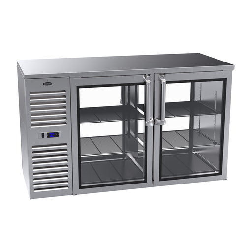 Krowne KPT60L 4 Solid Swing Doors Black Pass-Thru Refrigerated Back Bar Cabinet