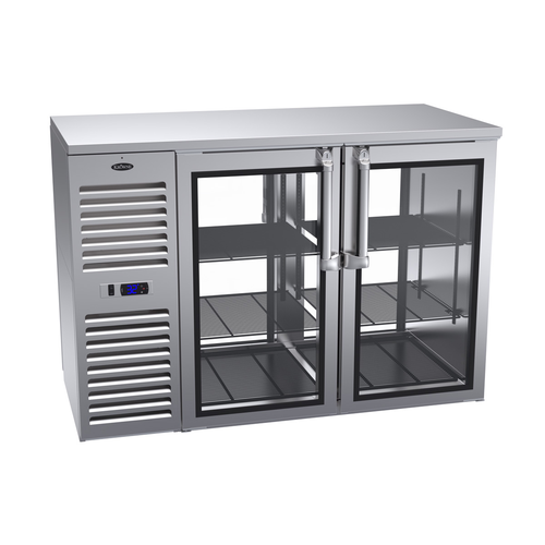 Krowne KPT52L 4 Solid Swing Doors Black Pass-Thru Refrigerated Back Bar Cabinet