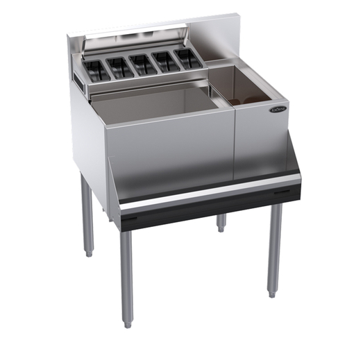 Krowne KR24-MS26L-7 26" W Stainless Steel Royal Series 8" Elixir Mixology Multi-Station with Built-In 7-Circuit Cold Plate