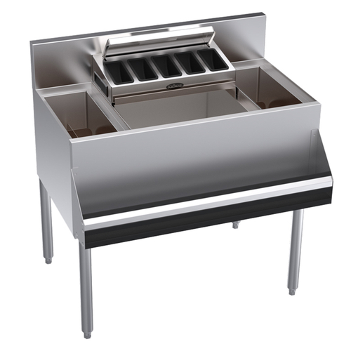 Krowne KR24-MS34C-7 34" W Stainless Steel Royal Series 8" Elixir Mixology Multi-Station with Built-In 7-Circuit Cold Plate