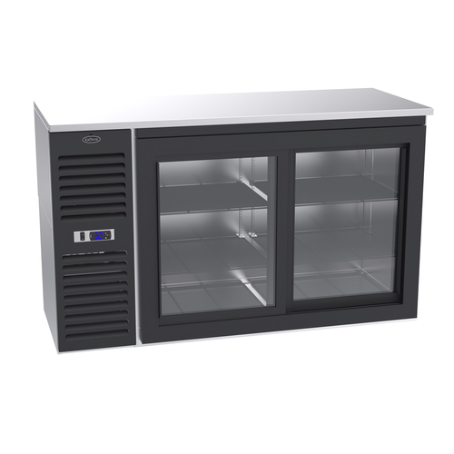 Krowne SD60 2 Glass Sliding Doors Black Refrigerated Back Bar Storage Cabinet