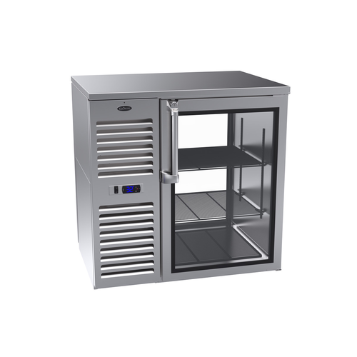 Krowne KPT36L 2 Solid Swing Doors Black Pass-Thru Refrigerated Back Bar Cabinet