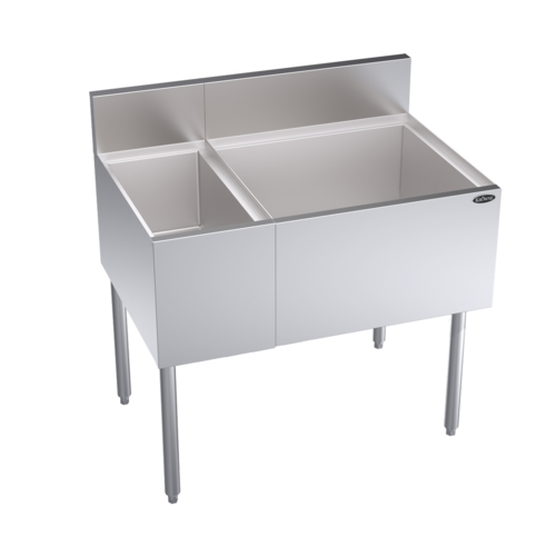 Krowne KR24-M36R 36" W Stainless Steel Ice Bin on Left with Bottle Well Royal Series Underbar Multi Station