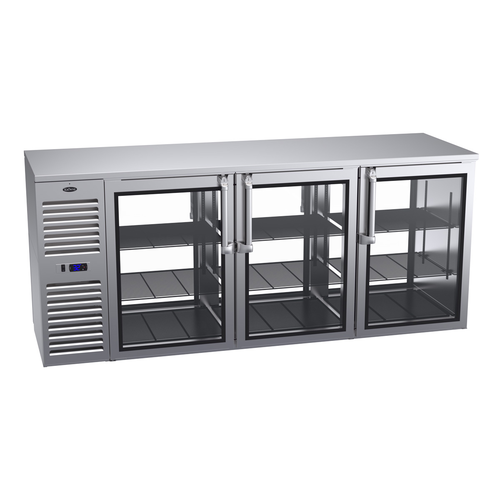 Krowne KPT84L 6 Solid Swing Doors Black Pass-Thru Refrigerated Back Bar Cabinet