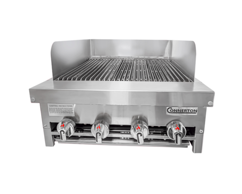 Connerton CRB-36-LP 36" W Stainless Steel Countertop Liquid Propane Cast Iron Grates Charbroiler - 150,000 BTU