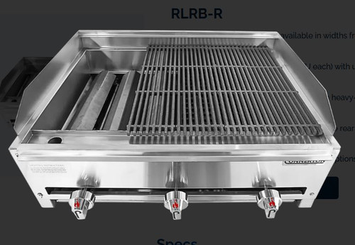 Connerton RLRB-23-12R 12" W Stainless Steel Radiants 1 Burner Countertop Natural Gas Charbroiler - 28,000 BTU