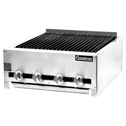 Connerton CRB-72-S-LP 72" W Stainless Steel Countertop Liquid Propane Cast Iron Grates Charbroiler - 300,000 BTU