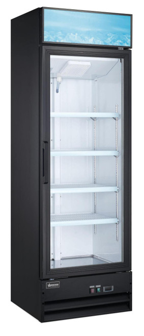 Omcan USA 51035 14 Cu. Ft. Black Painted Steel Reach -In Display 1-Section Refrigerator - 110 Volts