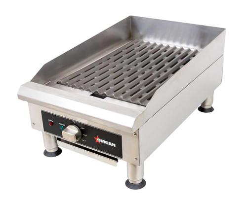 Omcan USA 49885 28" W Stainless Steel Countertop Electric Charbroiler or Griddle - 240 Volts