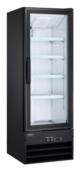 Omcan USA 51033 9.1 Cu. Ft. Black Painted Steel Reach -In Display 1-Section Refrigerator - 110 Volts
