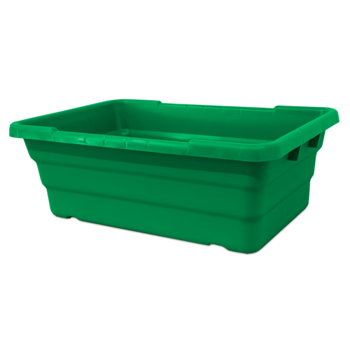 Omcan USA 81137 100 Lbs. Green Rectangular High-Density Polyethylene Stackable Meat Lug and Tote Box
