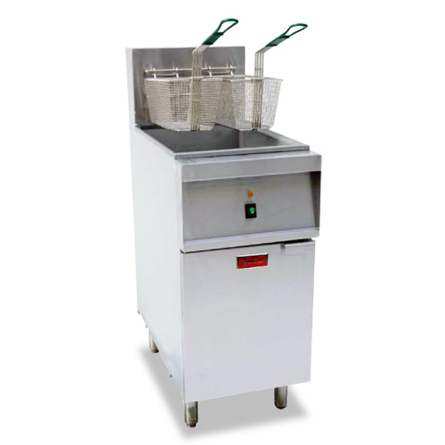 Omcan USA 47331 40 Lbs. Stainless Steel Electric Floor Model Fryer - 208 Volts
