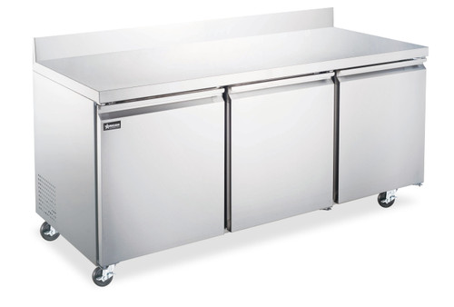 Omcan USA 50100 17 Cu. Ft. Stainless Steel 3-Section Worktop Refrigerator - 115 Volts