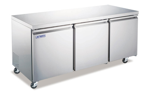 Omcan USA 59091 15.5 Cu. Ft. Stainless Steel 3-Section Reach-In Aurora Display Refrigerator - 115 Volts