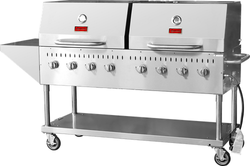 Omcan USA 47353 64.17" W Stainless Steel Liquid Propane Outdoor Propane BBQ Grill - 58,000 BTU