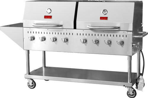 Omcan USA 47353 64.17" W Stainless Steel Liquid Propane Outdoor Propane BBQ Grill - 58,000 BTU