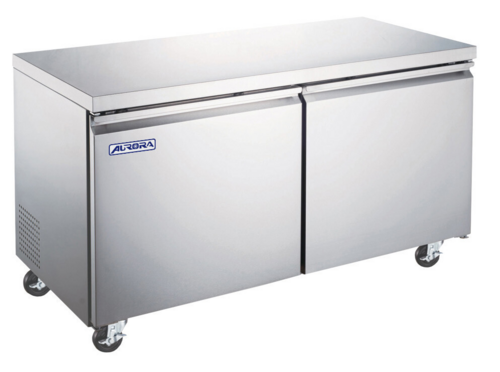 Omcan USA 59093 15 Cu. Ft. Stainless Steel 2-Section Reach-In Aurora Display Refrigerator - 115 Volts