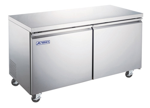 Omcan USA 59093 15 Cu. Ft. Stainless Steel 2-Section Reach-In Aurora Display Refrigerator - 115 Volts