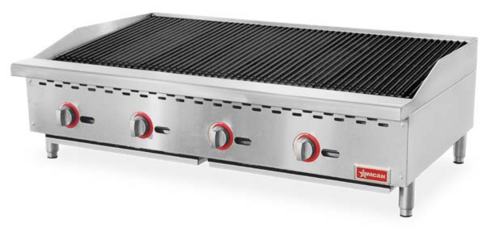 Omcan USA 47766 48" W Stainless Steel Countertop Natural Gas Charbroiler - 140,000 BTU