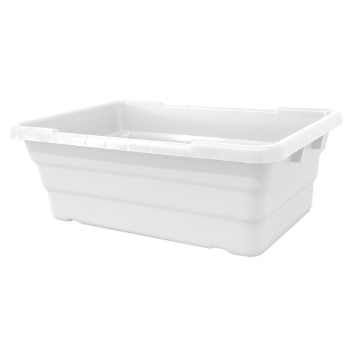 Omcan USA 81139 100 Lbs. White Rectangular High-Density Polyethylene Stackable Meat Lug and Tote Box