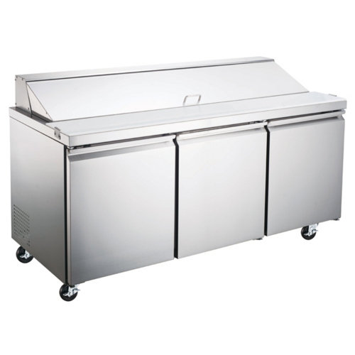 Omcan USA 59048 15.5 Cu. Ft. Stainless Steel 3-Section Aurora Refrigerated Prep Table - 115 Volts