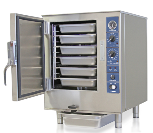 Sterling Manufacturing SPG-6 MF LP 23" W Stainless Steel Liquid Propane Countertop Boilerless Convection Steamer - 60,000 BTU