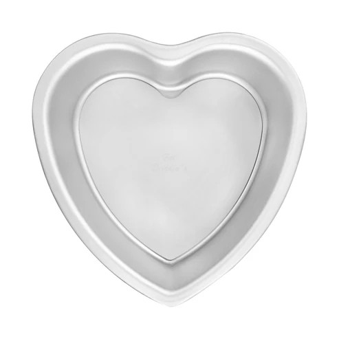Fat Daddio's PHT-L83 8" W x 3" D Anodized Aluminum Heart Shape Pan
