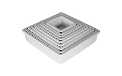 Fat Daddio's PSQ-444 35.46 Oz. Aluminum 14 Gauge Square Solid Bottom Cake Pans