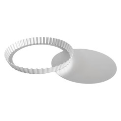 Fat Daddio's PFT-95 9" W x 0.98" D Anodized Aluminum Fluted Tart and Quiche Pan