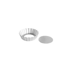 Fat Daddio's PFT-375 3.75" W x 1" D Anodized Aluminum Removable Bottom Fat Daddio's - Fluted Tart Pan