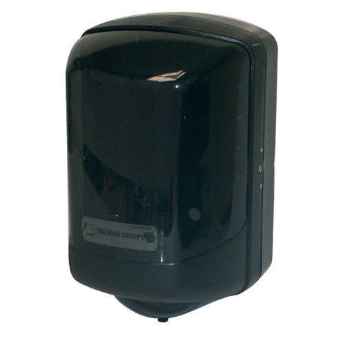 Thunder Group PLPTD394 Black Transparent Plastic Center-Pull Paper Towel Dispenser