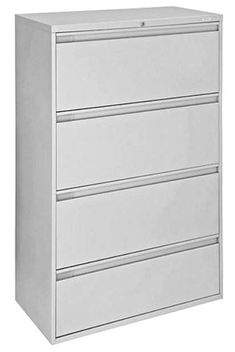 Omcan USA 45791 36" Wide Light Gray Lateral File Cabinet with Four Drawers
