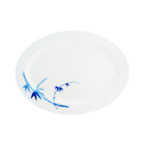 Thunder Group 2008BB 8" W x 6" D Melamine Blue Bamboo Oval Platter