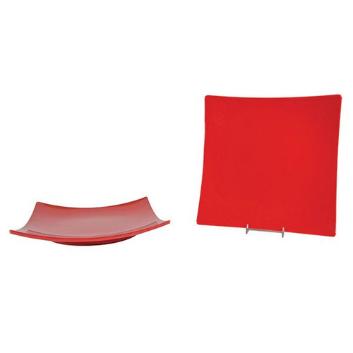 Thunder Group 24012PR 12.38" x 12.38" Pure Red Square Melamine Classic Plate