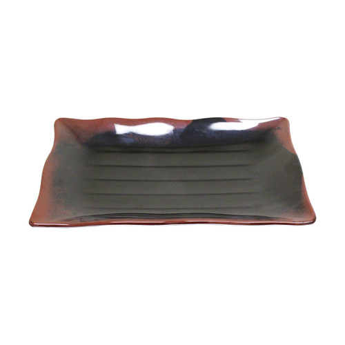 Thunder Group 2416TM 15.5" W x 10.75" D Melamine Rectangular Tenmoku Wave Plate