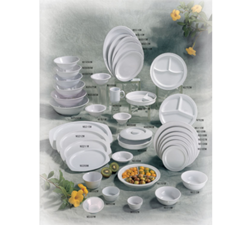 Thunder Group NS702W 10" Dia. NuStone White Melamine Round 3-Wells Compartment Plate