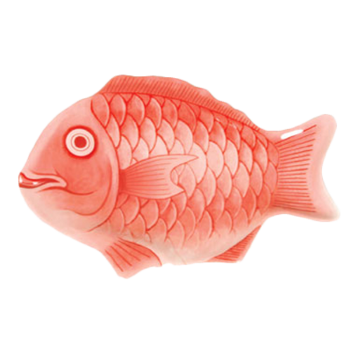 Thunder Group 1600CFR 16" Red Melamine Festive Fish Shaped Fish Platter