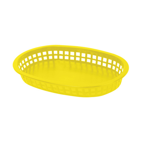 Thunder Group PLBK1034Y 10.75" Dia. Yellow Polypropylene Oblong Fast Food Basket
