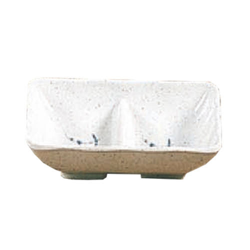 Thunder Group 0002BB 1.5 Oz. Blue Bamboo Melamine 2-Wells Divided Sauce Dish