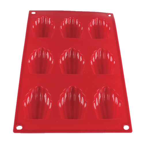 Thunder Group PLBM006S 1 Oz. Red (9) Madeleine Cavities High Heat Silicone Baking Mold