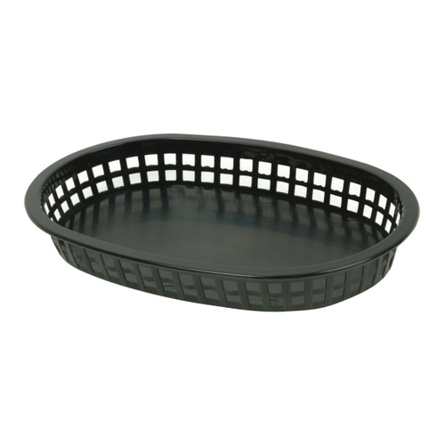 Thunder Group PLBK1034K 10.75" Dia. Black Polypropylene Oblong Fast Food Basket