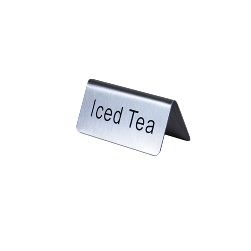 Thunder Group SLTS3156 3" L x 1.5" H Stainless Steel "Iced Tea" Table Tent Sign