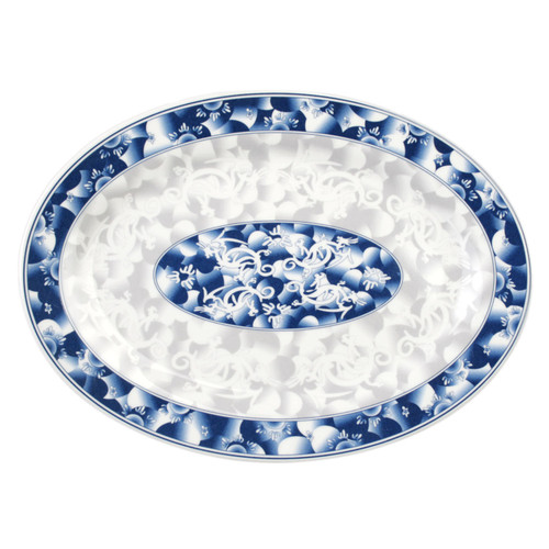 Thunder Group 2008DL 8" W x 6" D Melamine Blue Dragon Oval Platter