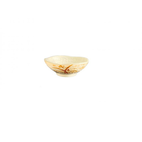 Thunder Group 3706 12.5 Oz. Gold Orchid Melamine Round Wave Rice Bowl