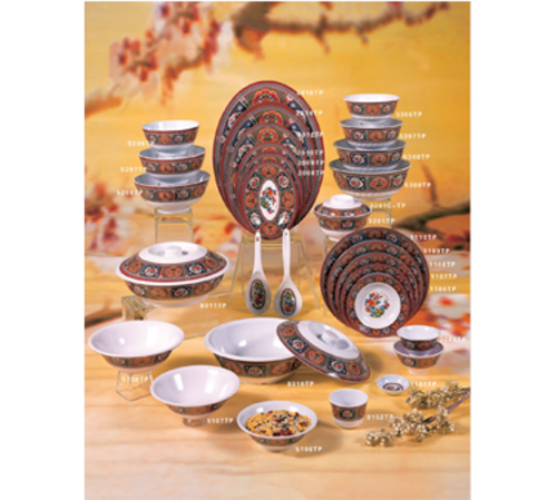 Thunder Group 5208TP 56 Oz. Melamine Peacock Round Rice Bowl