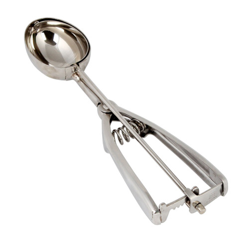 Thunder Group SLDAOVAL 1.5 Oz. Stainless Steel Oval Bowl Ambidextrous Twin Grip Handle Disher
