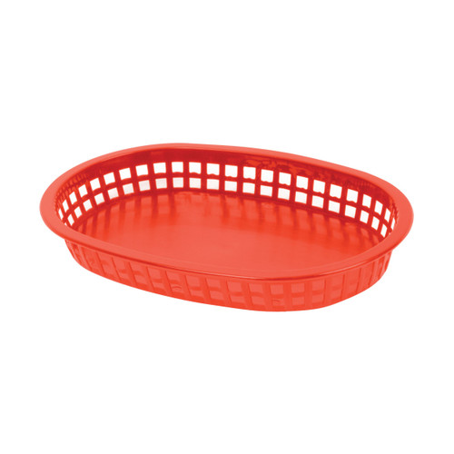 Thunder Group PLBK1034R 10.75" Dia. Red Polypropylene Oblong Fast Food Basket