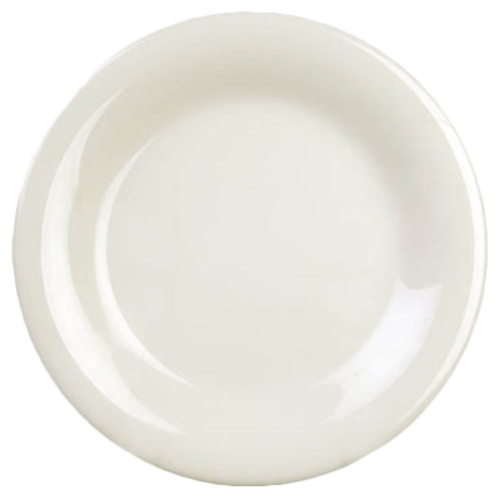 Thunder Group CR010V 10.5" Dia. Ivory Melamine Round Wide Rim Plate