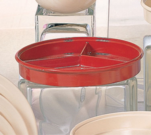 Thunder Group NS608-1R 8.25" Dia. NuStone Red Melamine Round Divided Server